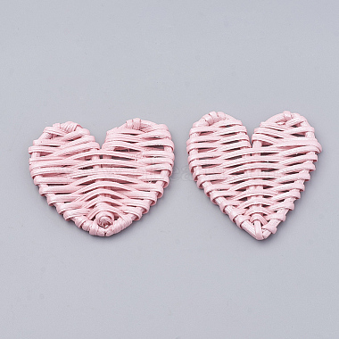 Pink Heart Rattan Beads