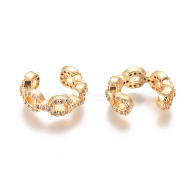 Golden Plated Brass Micro Pave Cubic Zirconia Cuff Earrings(EJEW-L244-14G)-2