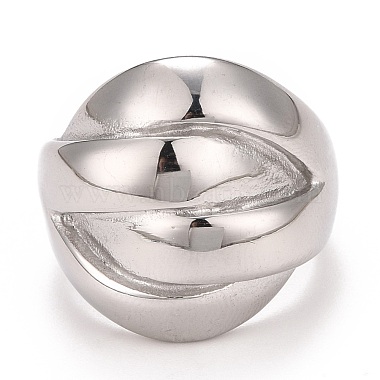 304 Stainless Steel Textured Chunky Finger Ring for Women(RJEW-B040-03B-P)-2
