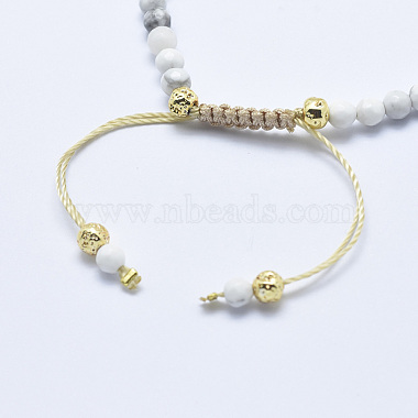 Bracelets en perles tressées naturelles howlite(BJEW-I258-E04)-2