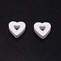 Schima Wood Beads, Hollow, Heart, Spray Painted, White, 23x25x10mm, Hole: 2.5mm