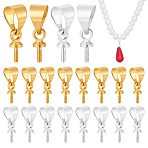 120Pcs 2 Colors Brass Peg Bails Pendants, For Half Drilled Beads, Golden & Silver, 7x4.5x3mm, Hole: 4x3.5mm, Pin: 1mm, 60pcs/color(KK-WR0001-58)