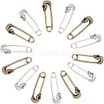 24Pcs 2 Colors Tibetan Style Alloy Pendants, Safty Brooch with Skull, Antique Bronze & Antique Silver, 45.5x13x9mm, Hole: 5.5mm, 12pcs/color(FIND-AR0003-46)
