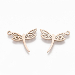 201 Stainless Steel Pendants, Dragonfly, Rose Gold, 15.5x19x1mm, Hole: 1.4mm(X-STAS-S079-123RG)