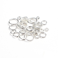 Brass Jump Rings, Open Jump Rings, Silver Color Plated, 4~10x0.8~1mm, Inner Diameter: 2.4~8mm(KK-JQ0001-01S)