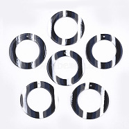 Resin Pendants, Ring, Stripe Pattern, Black, 39x1.5mm, Hole: 1.8mm(X-RESI-T022-02A)