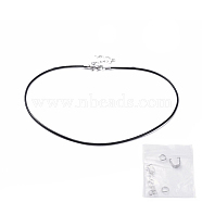 Cowhide Leather Necklace Making, with 304 Stainless Steel Pinch Bails, Jump Ring and Twisted Chains, Black, 16.7 inch(42.5cm)(NJEW-JN02464)