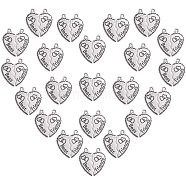 Tibetan Style Alloy Split Pendants, Heart with Word Best Friends, Antique Silver, 25.5x23.5mm, Hole: 1.5mm, 80sets/box(TIBE-PH0004-13AS)