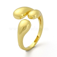 Brass Open Cuff Rings, Teardrop, Real 18K Gold Plated, Inner Diameter: 18mm(RJEW-B051-38G)