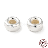 925 Sterling Silver Spacer Beads, Rondelle, Silver, 6x3.5mm, Hole: 3mm(STER-K021-04S-C)