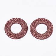 Acrylic Pendants, Imitation Woven Rattan Pattern, Donut, Dark Red, 47x4.5mm, Hole: 1.8mm(OACR-T014-10F)