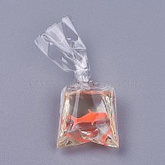 Resin Pendants, Goldfish Water Bag Shape, Orange, 54.5~56.5x23.5~24x10.5mm, Hole: 2.5mm(X-RESI-WH0008-10A)