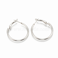 304 Stainless Steel Hoop Earrings, Stainless Steel Color, 12 Gauge, 40x2mm, Pin: 0.8mm(STAS-S078-07-40mm)