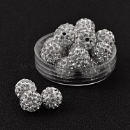 Czech Glass Rhinestones Beads, Polymer Clay Inside, Half Drilled Round Beads, 001_Crystal, PP11(1.7~1.8mm), 10mm, Hole: 1mm(RB-E482-10mm-001)