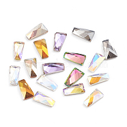 Glass Rhinestone Cabochons, Flat Back & Back Plated, Faceted, Trapezoid, Mixed Color, 6x3.5x2mm(RGLA-L025-B-M03)