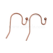 Brass Earring Hooks, Ear Wire, Lead Free & Cadmium Free & Nickel Free, Red Copper, about 11mm wide, 22mm long, 0.75mm thick(J0JQN-NFR)
