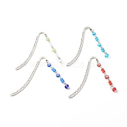 Handmade Zinc Alloy Bookmarks, with Glass Beads, Iron Eye Pins, Head Pins & Jump Rings, Mixed Color, 83.5x13.5mm(AJEW-JK00172)
