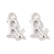 Tibetan Style Zinc Alloy Letter RX Pendants, Lead Free & Cadmium Free, Antique Silver, 15x10x2mm, Hole: 2.5mm, about 833pcs/500g(TIBEP-R334-336AS-RS)