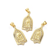 Rack Plating Brass Pave Cubic Zirconia Pendants, Lead Free & Cadmium Free, Real 18K Gold Plated, Long-Lasting Plated, Bell Charm, Clear, 28x13x2.5mm, Hole: 4x3.5mm(KK-O142-39G)