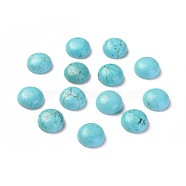 Natural Howlite Cabochons, Dyed, Half Round, Dark Turquoise, 10x4mm(TURQ-L031-033A-01)
