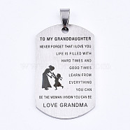 201 Stainless Steel Quote Pendants, Stamped Dog Tags, Inspirational Gifts for Granddaughter Jewelry, Rectangle, Laser Cut, Stainless Steel Color, 45x27x1.5mm, Hole: 4x7.5mm(X-STAS-T044-231P)