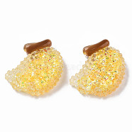 Transparent Resin Cabochons, with Paillette, Banana, Gold, 24x21x7.5mm(CRES-N034-07)