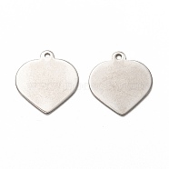 Non-Tarnish 201 Stainless Steel Pendants, Stamping Blank Tag, Laser Cut, Heart, Stainless Steel Color, 19x18x1mm, Hole: 1.4mm(STAS-I172-15P)