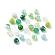 Glass Beads, Round, Mixed Style, Green, 8~8.5x7.5mm, Hole: 0.8mm, 300pcs/bag(GLAA-Z005-01A)