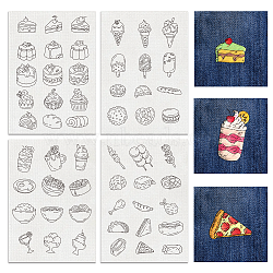 4 Sheets 11.6x8.2 Inch Stick and Stitch Embroidery Patterns, Non-woven Fabrics Water Soluble Embroidery Stabilizers, Food, 297x210mmm(DIY-WH0455-138)