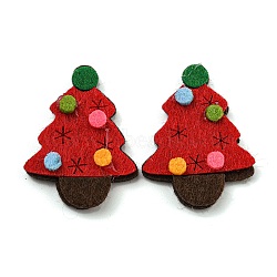 Christmas Trees Non-woven Fabrics Cabochons, Red, 43x32x6mm(FIND-K015-01A)