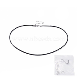 Cowhide Leather Necklace Making, with 304 Stainless Steel Pinch Bails, Jump Ring and Twisted Chains, Black, 16.7 inch(42.5cm)(NJEW-JN02464)