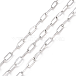304 Stainless Steel Cable Chains, Unwelded, with Spool, Stainless Steel Color, 6.5x2.6x0.7mm, about 32.81 Feet(10m)/Roll(CHS-C002-03P-06)