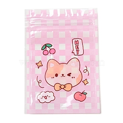 Rectangle Plastic Packaging Zip Lock Bags, with Cartoon Animal Pattern, Top Self Seal Pouches, Cat Shape, 12x7.5x0.15cm, Unilateral Thickness: 2.5 Mil(0.065mm)(OPP-K001-05C)