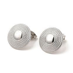 Non-Tarnish 304 Stainless Steel Stud Earrings, with Vertical Loops, Flat Round, Stainless Steel Color, 15.5mm, Hole: 3mm, Pin: 0.8mm(EJEW-I281-24P)