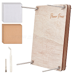 Flower Press Kits, including Wood Sheet, Craft Papers, Tracing Paper, Tweezers & Polishing Brush Pens, Flower, 16.25~30.1x2.5~20.1x0.65~1.2cm, 1 set(DIY-PH0022-65D)