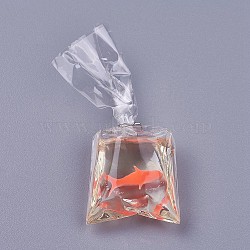 Resin Pendants, Goldfish Water Bag Shape, Orange, 54.5~56.5x23.5~24x10.5mm, Hole: 2.5mm(X-RESI-WH0008-10A)