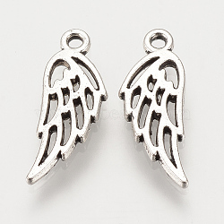 Tibetan Style Alloy Charms, Wing, Cadmium Free & Lead Free, Antique Silver, 13x5x1.5mm, Hole: 1mm(X-TIBEP-S315-02AS-RS)