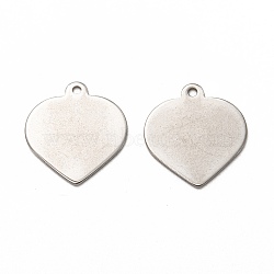 201 Stainless Steel Pendants, Stamping Blank Tag, Laser Cut, Heart, Stainless Steel Color, 19x18x1mm, Hole: 1.4mm(STAS-I172-15P)