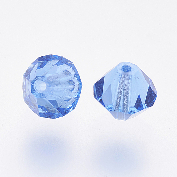Czech Glass Beads, Faceted, Bicone, Cornflower Blue, 6mm, Hole: 0.8mm