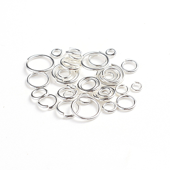 Brass Jump Rings, Open Jump Rings, Silver Color Plated, 4~10x0.8~1mm, Inner Diameter: 2.4~8mm