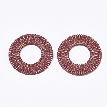 Acrylic Pendants, Imitation Woven Rattan Pattern, Donut, Dark Red, 47x4.5mm, Hole: 1.8mm