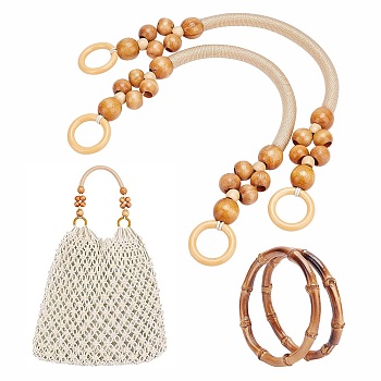PANDAHALL ELITE Wood Beads/Bamboo Bag Handles, for Bag Handles Replacement Accessories, Burgundy, 48.5x1.4cm, Inner Diameter: 10cm