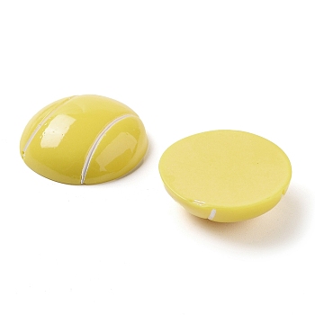 Opaque Resin Decoden Cabochons, Sport Ball, Yellow, Tennis, 24~25x7~8mm