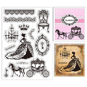 Custom PVC Plastic Clear Stamps, for DIY Scrapbooking, Photo Album Decorative, Cards Making, Carriage, 160x110x3mm