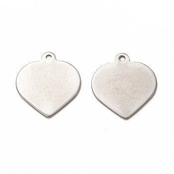 201 Stainless Steel Pendants, Stamping Blank Tag, Laser Cut, Heart, Stainless Steel Color, 19x18x1mm, Hole: 1.4mm