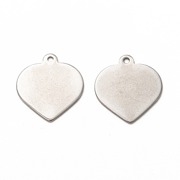 Non-Tarnish 201 Stainless Steel Pendants, Stamping Blank Tag, Laser Cut, Heart, Stainless Steel Color, 19x18x1mm, Hole: 1.4mm