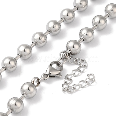 Non-Tarnish 304 Stainless Steel Round Beads Necklace for Women(NJEW-B107-01B-P)-2