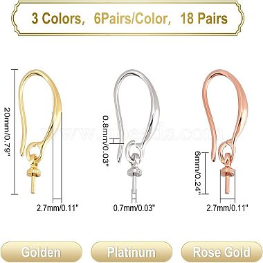 SUPERFINDINGS 18Pairs 3 Colors Brass Earring Hooks(KK-FH0002-61)-4