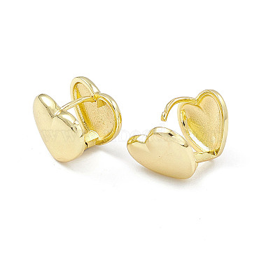 Boucles d'oreilles créoles coeur en laiton pour femme(EJEW-P215-05G)-2