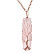 Natural Rose Quartz Bullet Copper Wire Wrapping Pendant Necklaces(WG92572-07)-1